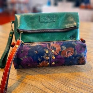 Patricia Nash Green and Purple Clutch and Wristlet Set